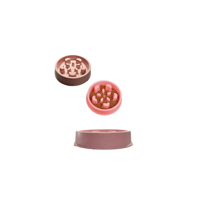 Pet Dog Food Slow Feeding Feeder Bowl Assorted Colours