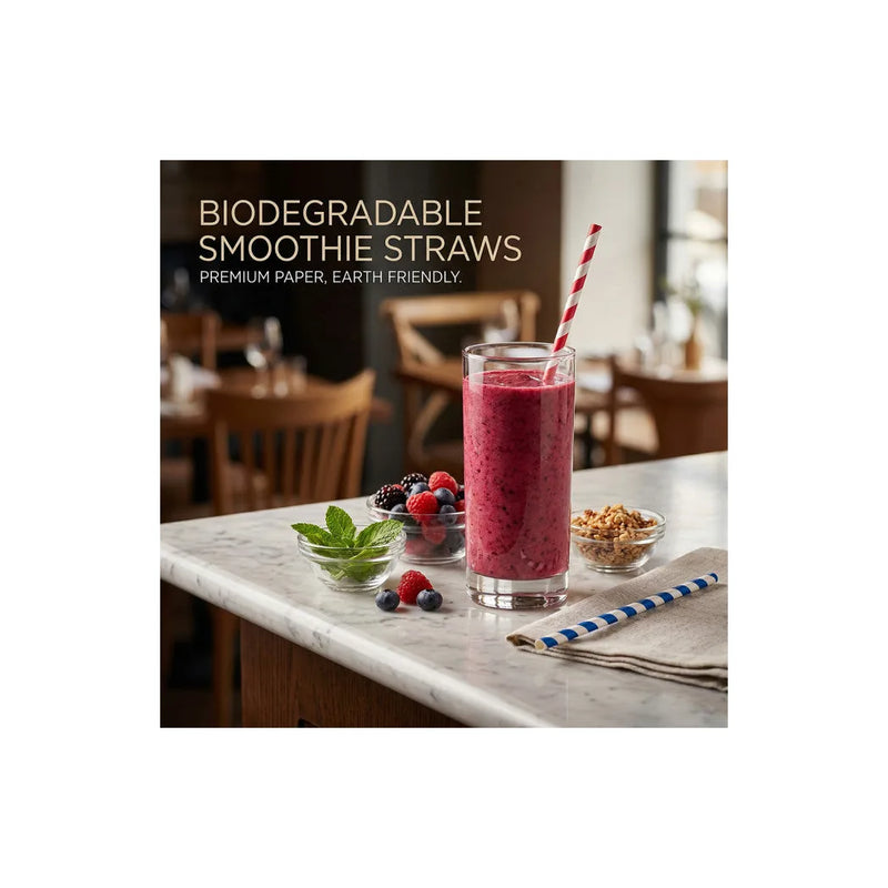 Biodegradable Smoothie Paper Straws, Pack Of 40