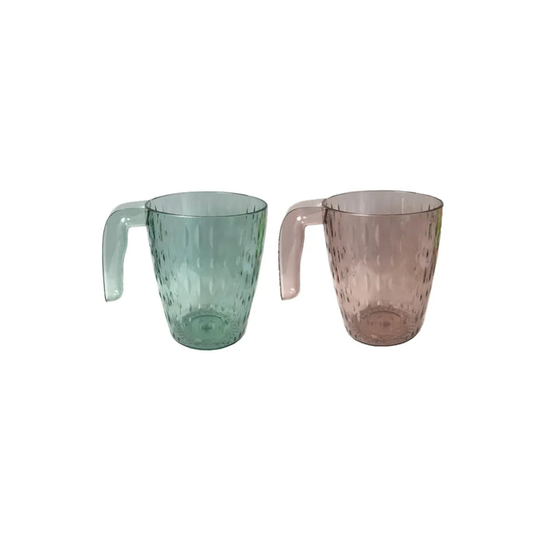 Transparent Plastic Drinking Cup Mug With Handle And Te x tured Pattern Assorted Colours