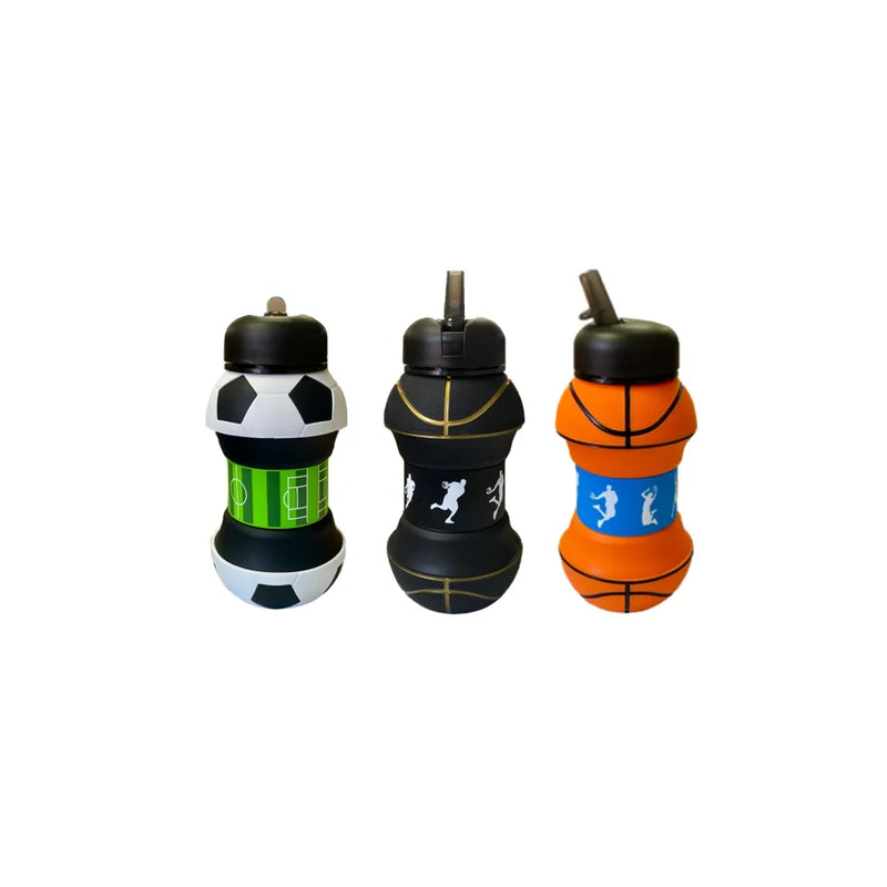Foldable Collapsible Sports Water Drinking Bottle Sport Ball Design Assorted Designs