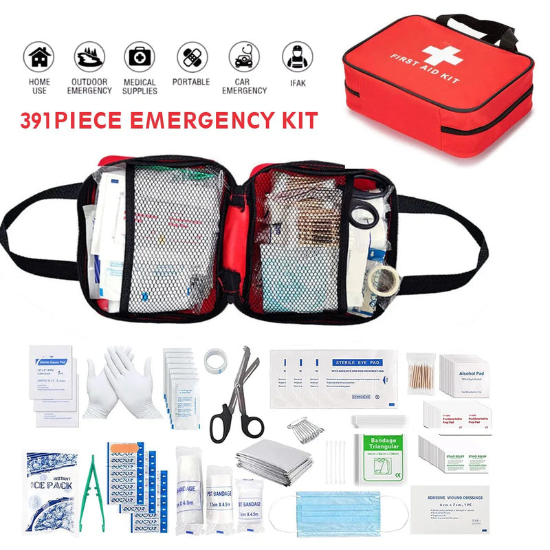 391 PIECE FIRST AID KIT BAG MEDICAL EMERGENCY KIT. TRAVEL HOME CAR WORKPLACE UK