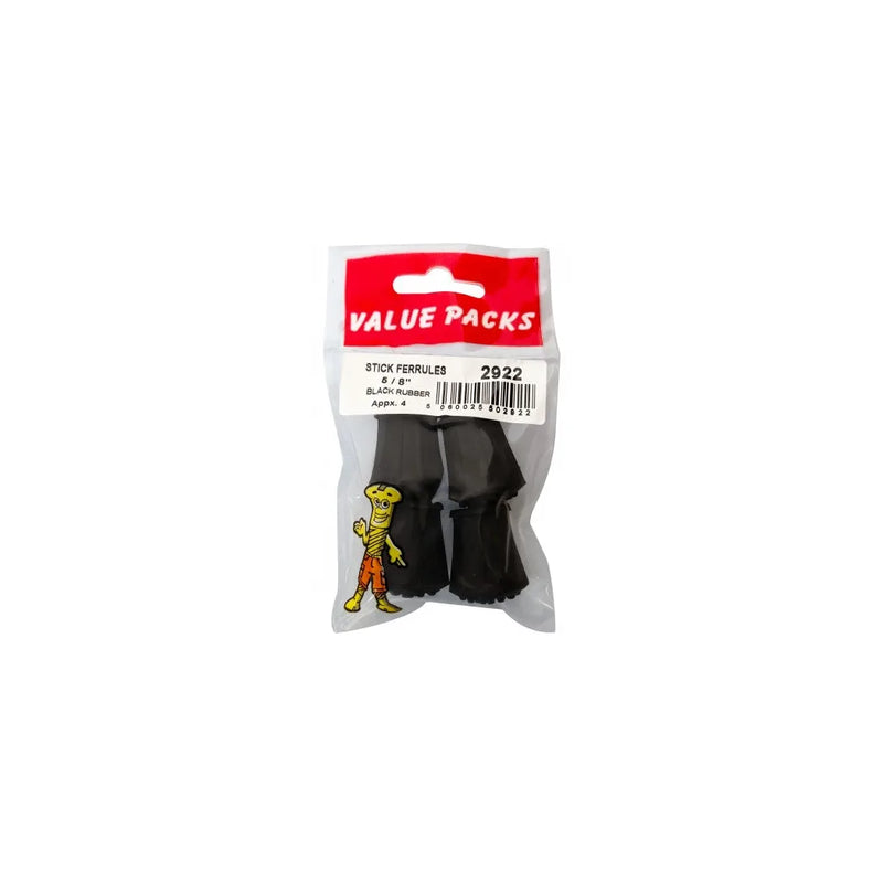 Rubber Walking Stick Ferrules 5 8'' Pack Of 4 Black 0292