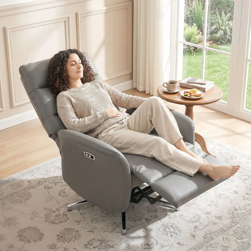 HOMCOM Power Recliner Chair, Swivel Electric Reclining Chair with Type C?, Recliner Armchair with Footrest, Dark Grey