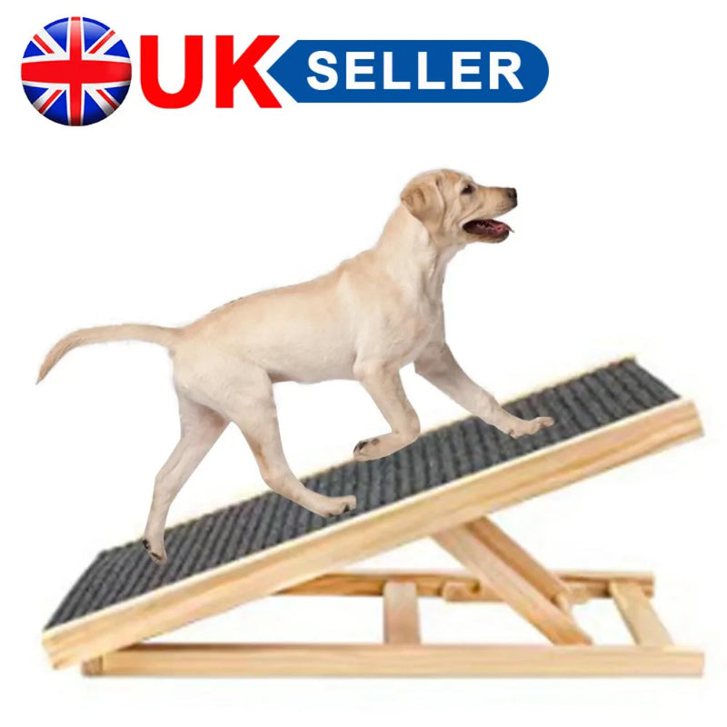 Foldable Dog Stairs Non-Slip Pet Ramp Adjustable Heights Ladder for Car Sofa Bed