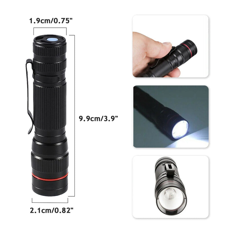 2 Pack USB Rechargeable LED Flashlight Adjustable Focus 3-Modes Outdoor Mini Flashlight W/ USB Cable+Mini Box (US Logistics For USPS/DHL/Fedex/UPS. No designated logistics accepted，TK/TMEU only For self-pickup）