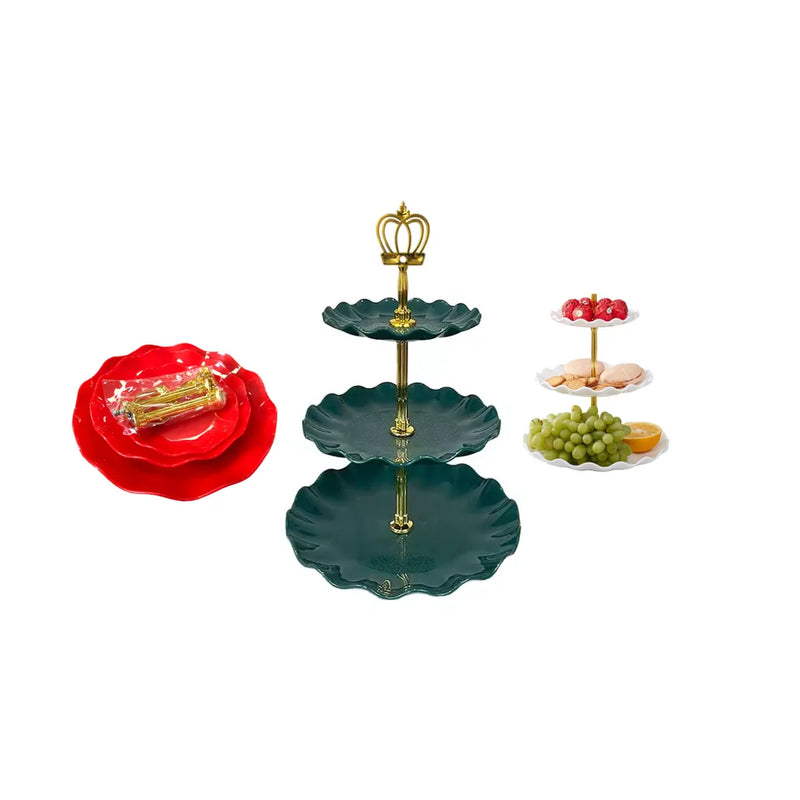 Plastic 3 Tiered Patisserie Afternoon High Tea Dessert Cake Stand Assorted Colours