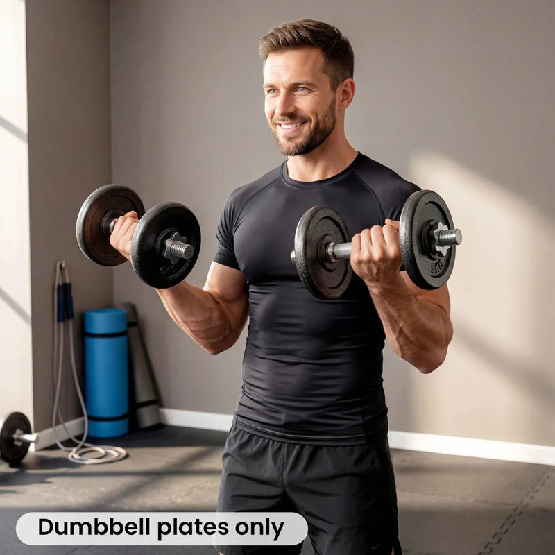 SPORTNOW Weight Plates Set, 1"/2.5cm Weight Disc Pair, 4 x 5kg Metal Dumbbell/Barbell Plates for Home Gym