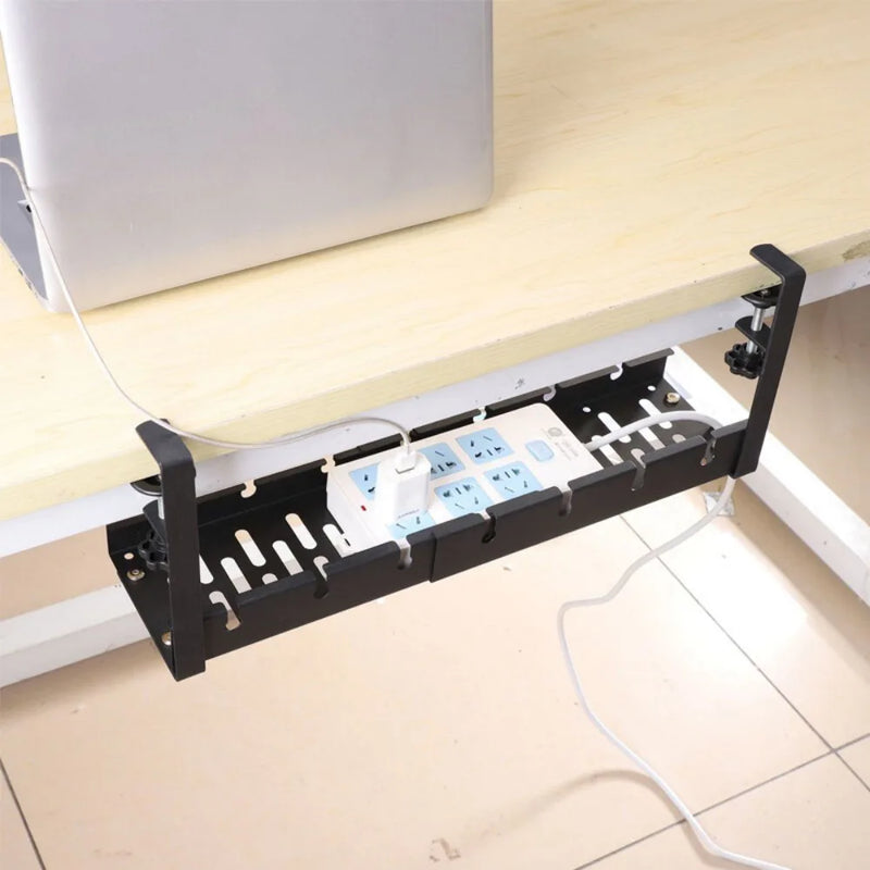 No Drill Cable Tray with Clamp Under Desk Cable Management Tray Wire Management