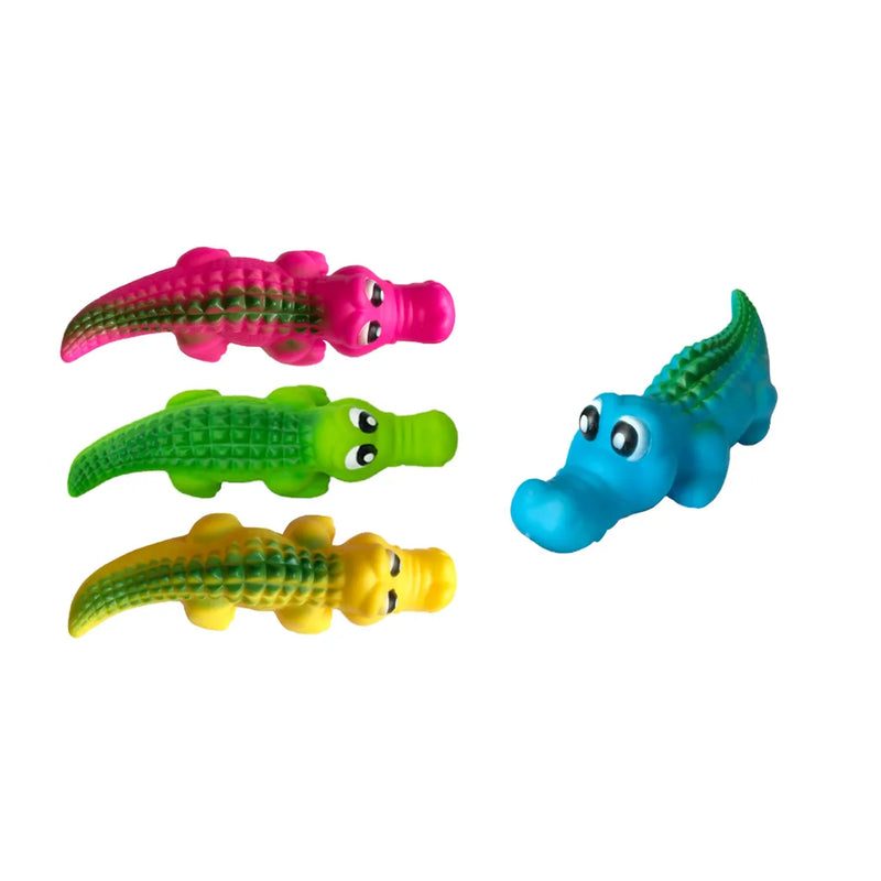 Pet Dog Toy Squeaky Crocodile Alligator Assorted Colours