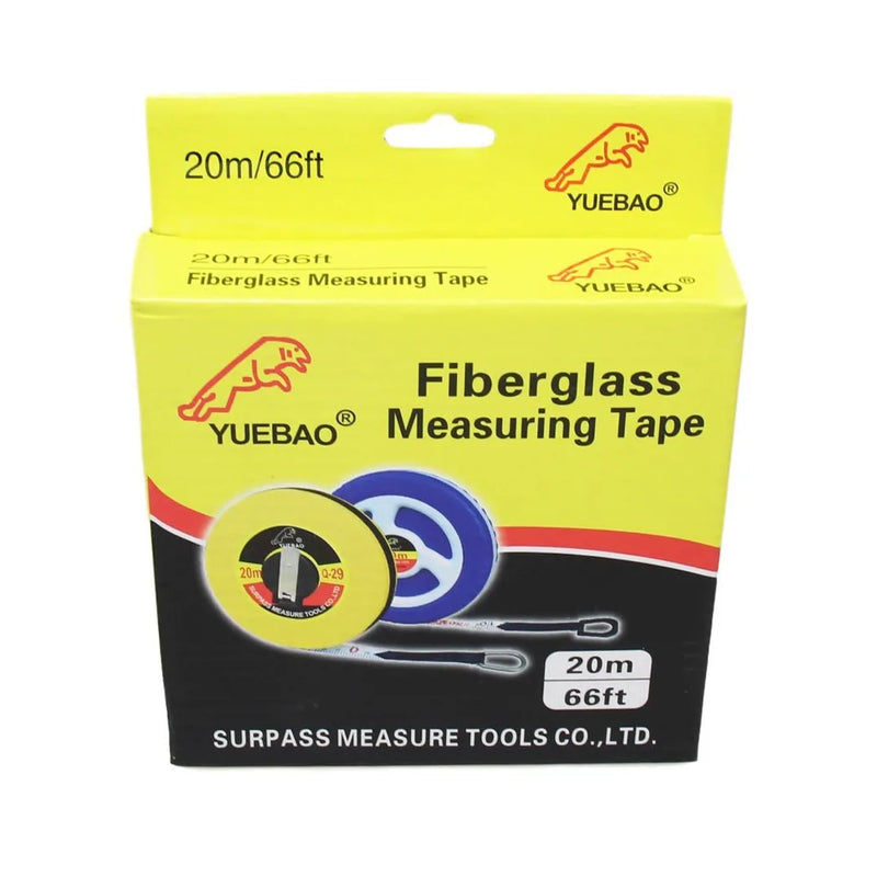Fiberglass Tape Measure Builders Surveyors Long Reel Roll Measuring Tape 66Ft