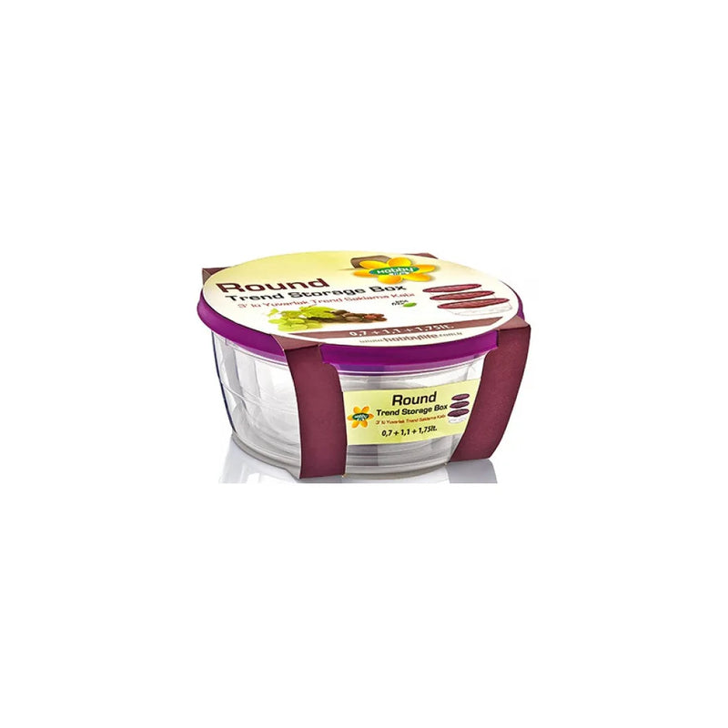 Hobby Trend Round Plastic Food Storage Container Set Of 3 Assorted Sizes And Colours