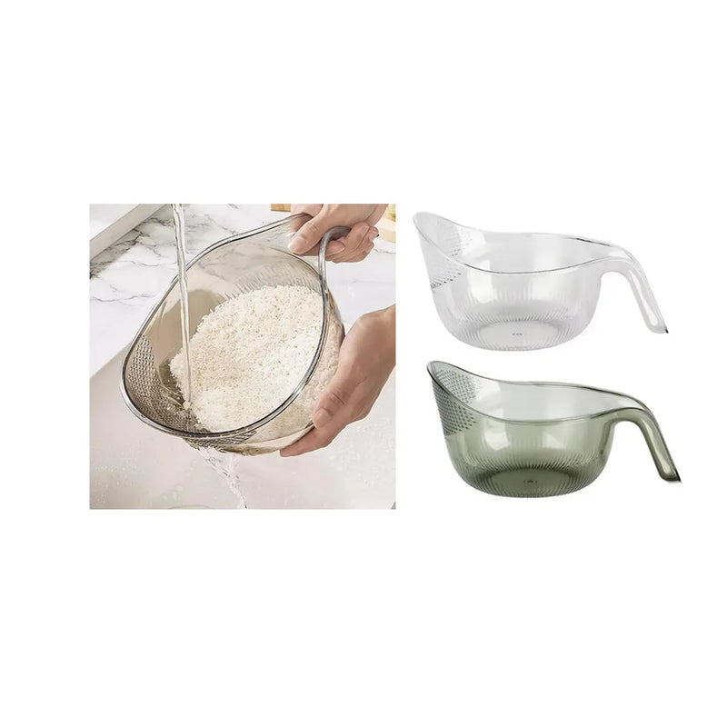 Kitchen Transparent Plastic Water Scoop Ric Drainer Colander Assorted Colours