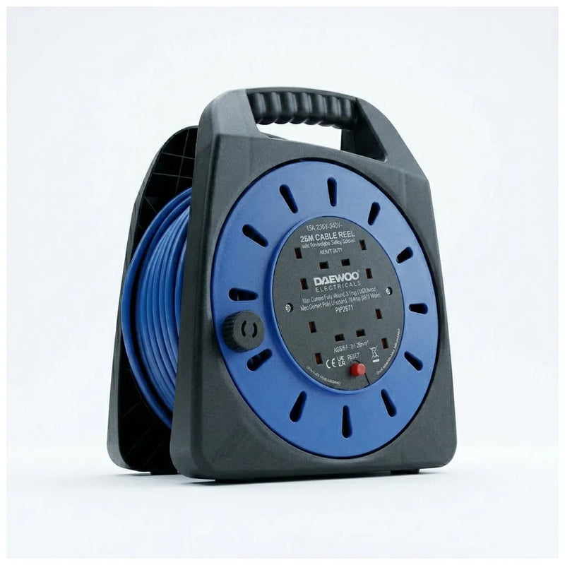 4 Gang E x tension Reel With 25 Metre Cable – Heavy Duty Handbag Reel
