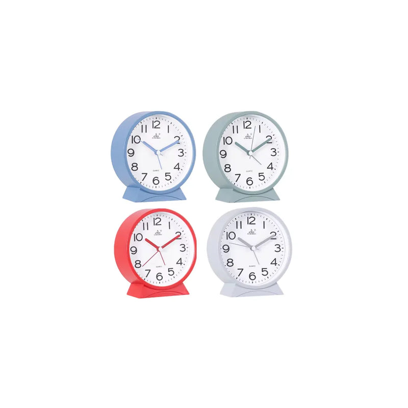 Round Plastic Analogue Alarm Clock Assorted Colours