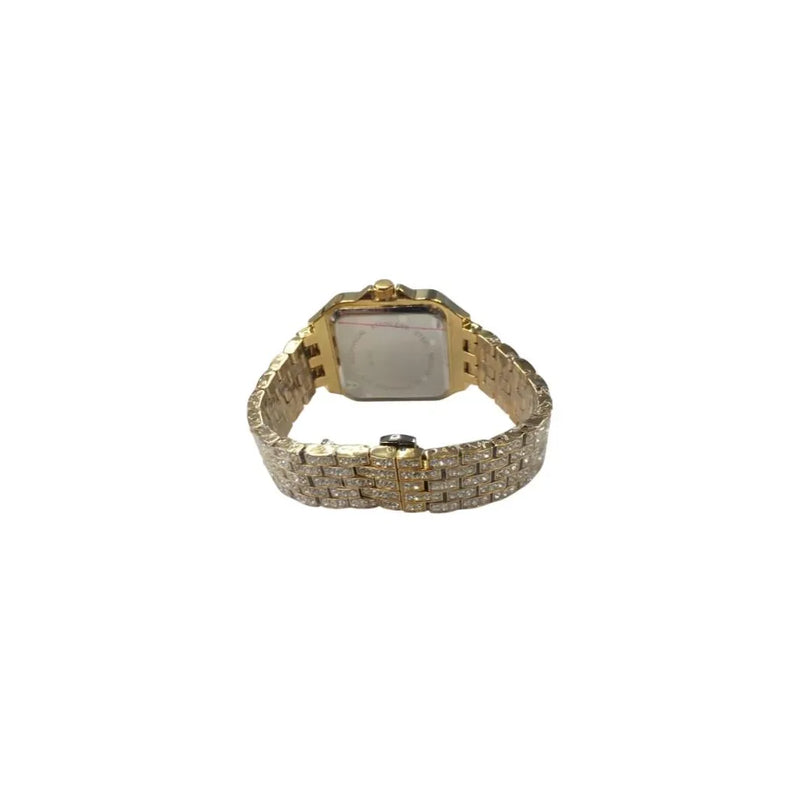 NY London Mens Fashion Bling Assorted Watch Dated Square Gold Dial Gold Bracelet Watch