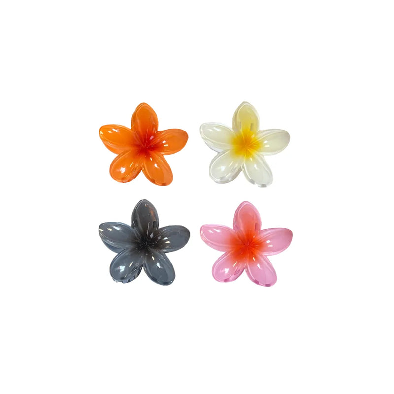 Plastic Tropical Frangipani Flower Hair Claw Clip Assorted Colours