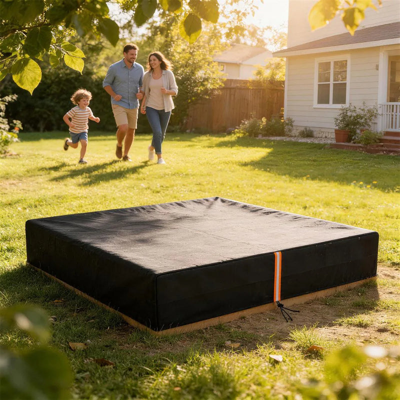 AIYAPLAY Sandbox Cover, Square Sandpit Cover Waterproof Dustproof UV Protection, Sandbox Canopy with Drawstring and Elastic Band