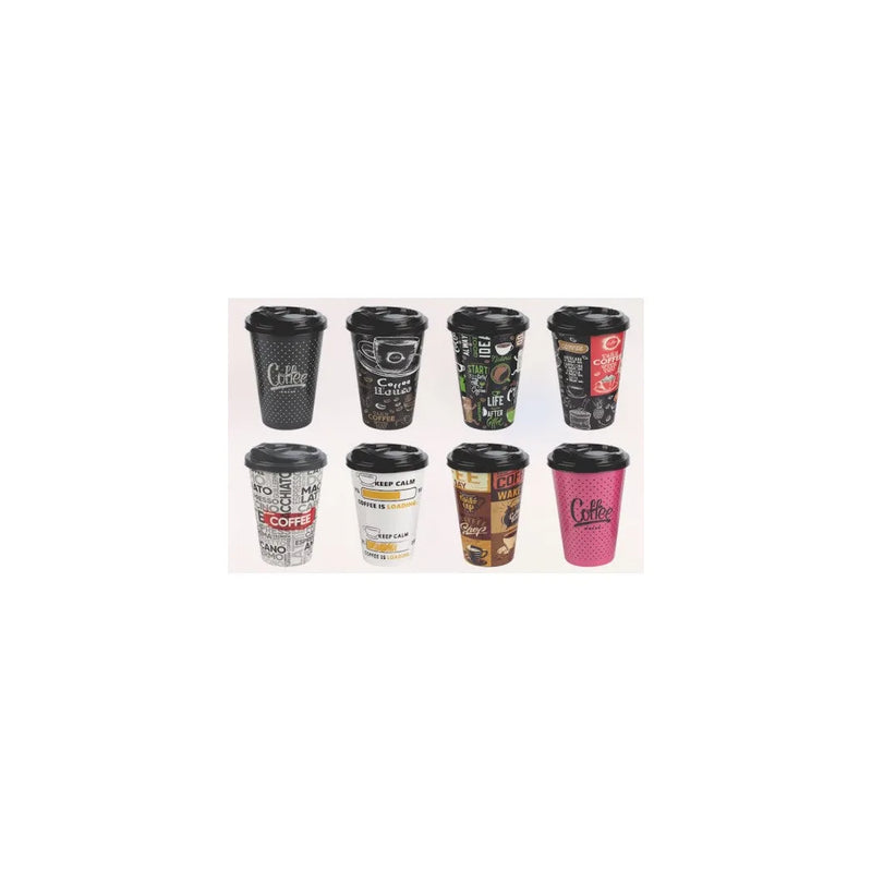 Hobby Plastic Reusable Travel Coffee Cup 450Ml Assorted Designs