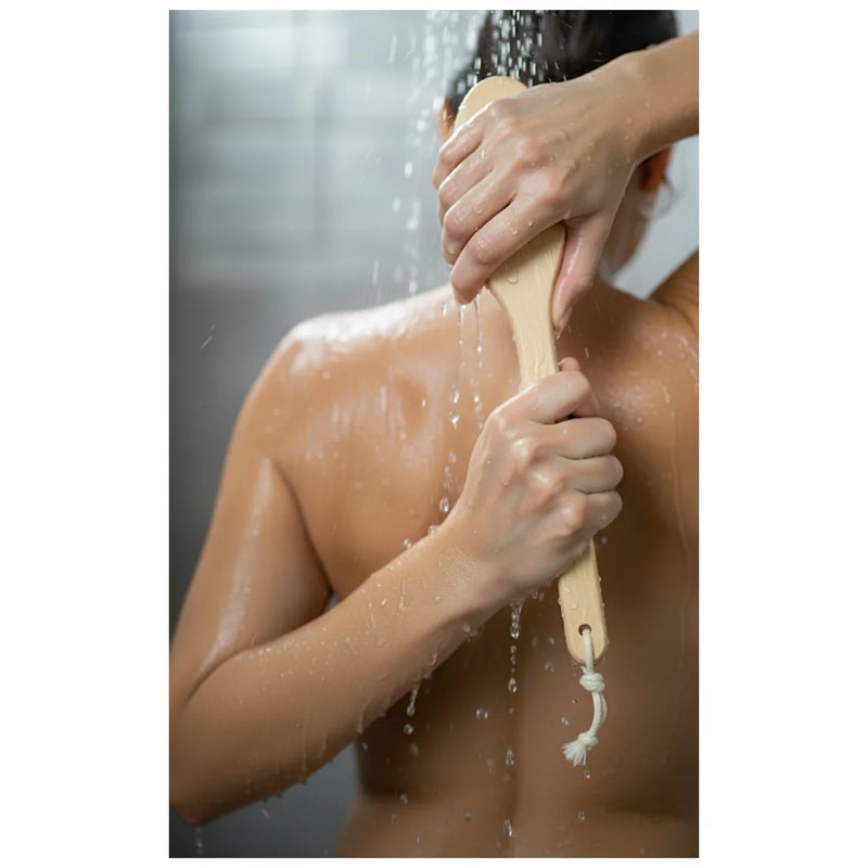 Wooden Bath Brush Back Scrubber With Handle