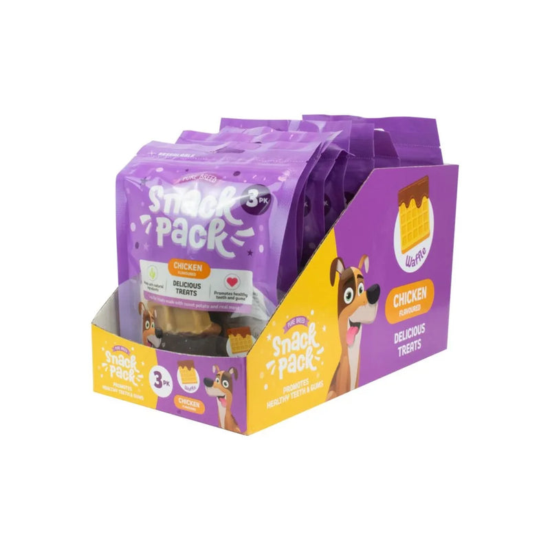 Pet Dog Treats Delicious Waffle Chew Snack Pack Of 3 Chicken Flavour