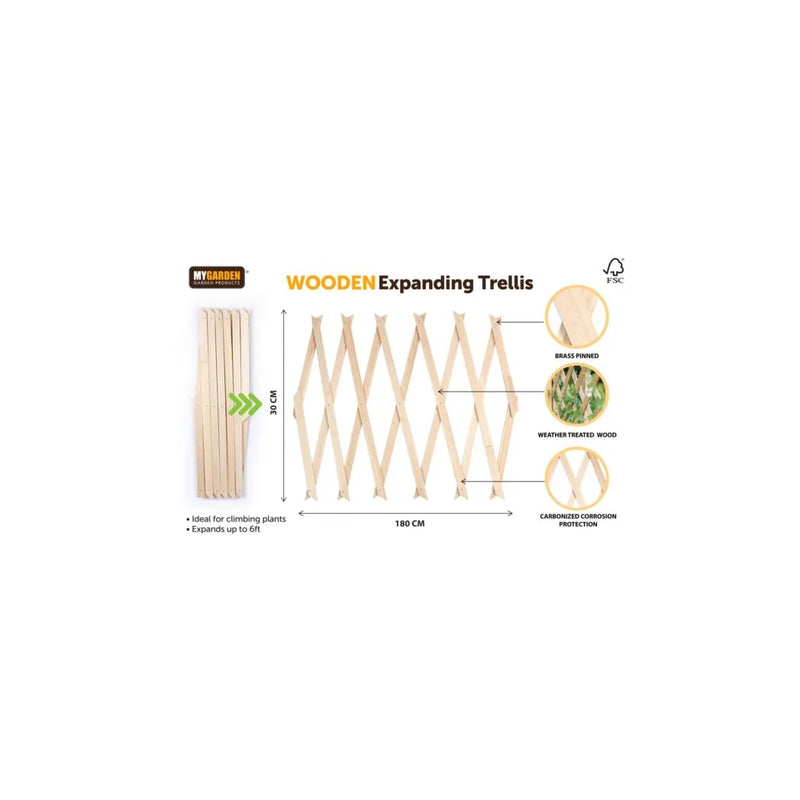 Garden E x panding Wooden Trellis Natural (Parcel Rate)