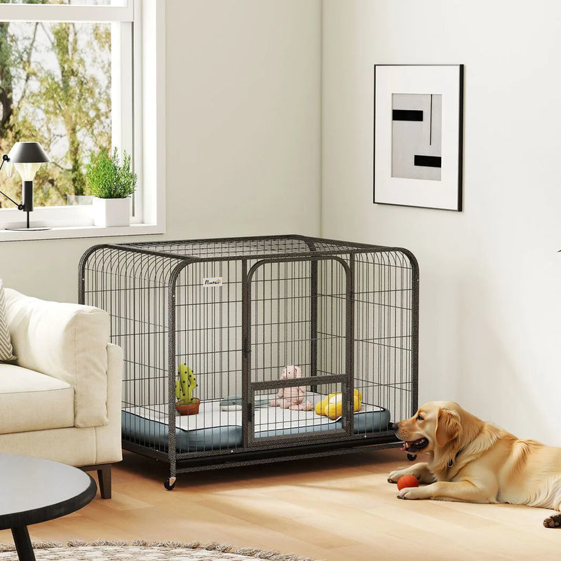 PawHut Heavy Duty Dog Crate,116 x 77 x 88 cm, Large Dog Cage for Small to Large Breeds