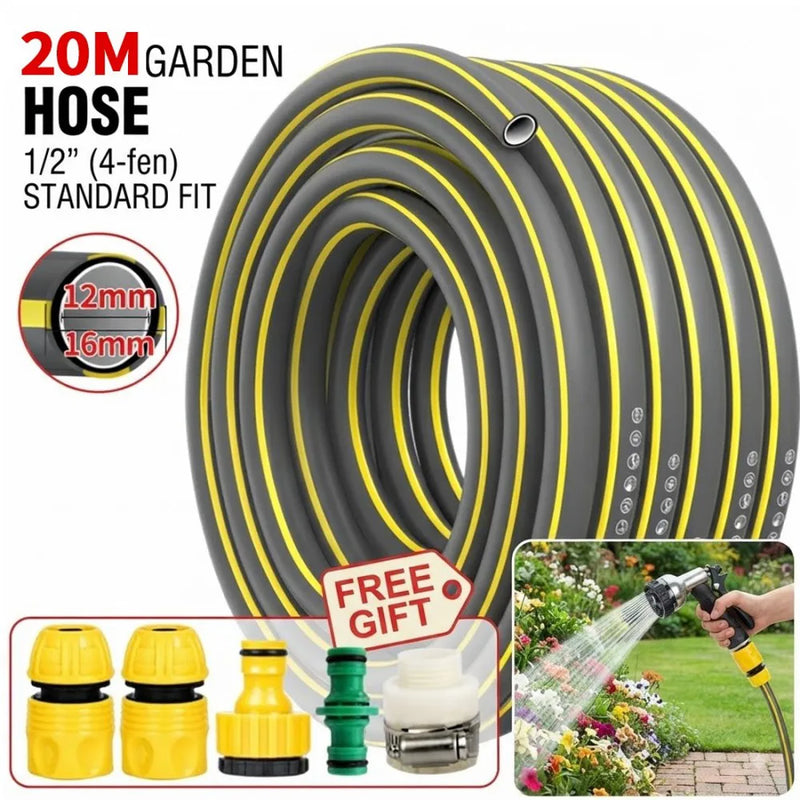 10M-50M Garden Hose Pipe Reinforced Braided PVC Gardening Watering Hosepipe Reel-20M