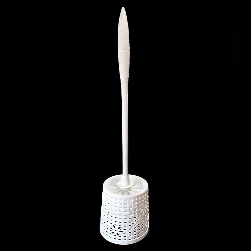 Plastic Toilet Brush With Holder Floral Net Design Assorted Colours