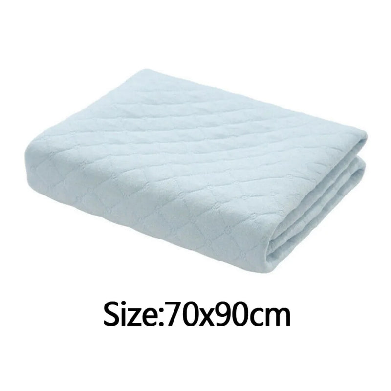 Washable Reusable Absorbent Incontinence Bed Pads Mats Sheet Mattress Protector-Light Blue-70*90cm