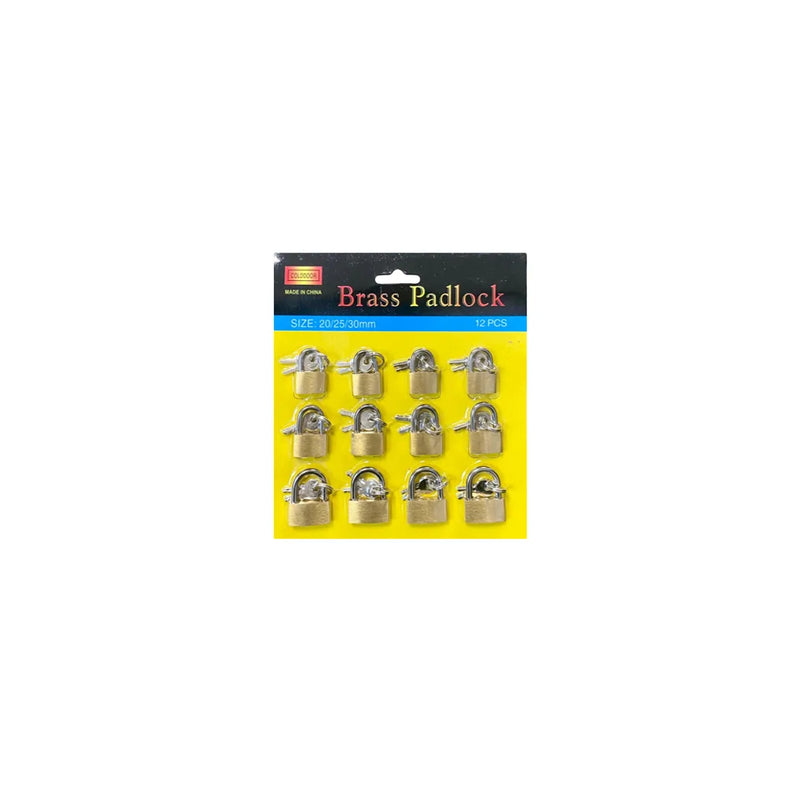 Brass Padlocks Pack Of 12 Assorted Sizes 20 25 Parcel Rate)