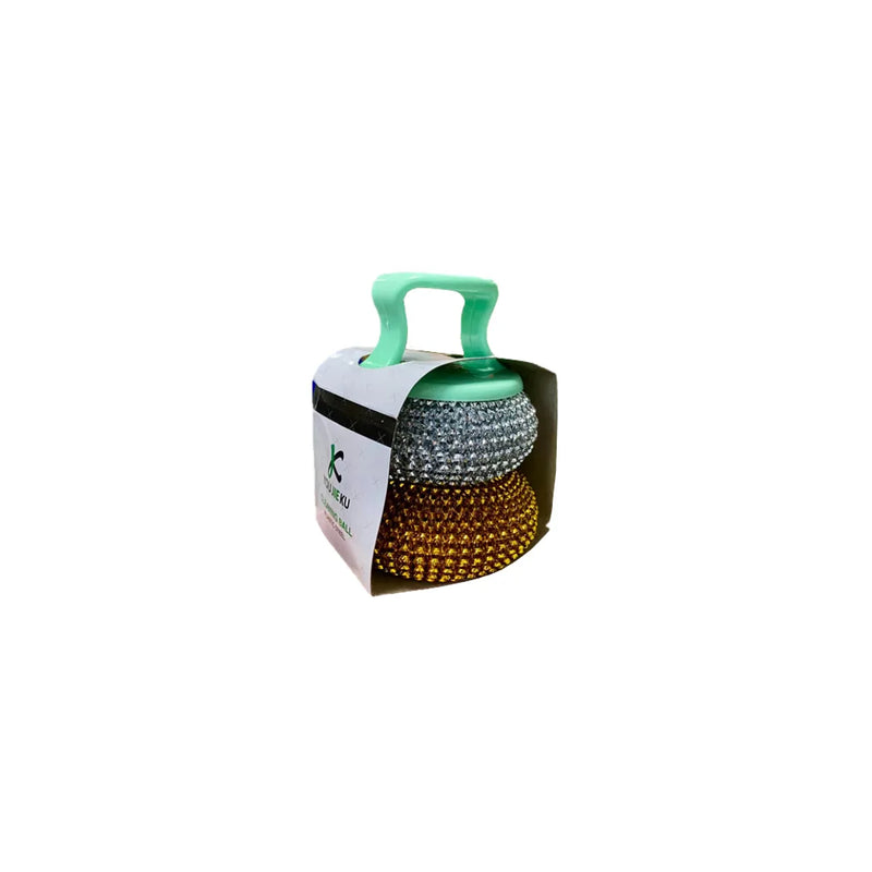 Kitchen Steel Scourers With Plastic Handle 2 Piece Assorted Colours