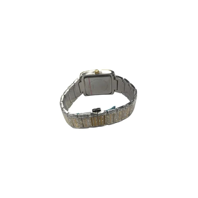NY London Mens Fashion Bling Assorted Watch Dated Square Gold Dial 2 tone Bracelet Watch