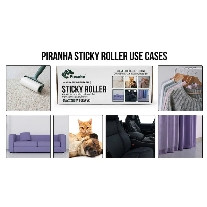 Reusable Sticky Lint Roller Twin Pack For Removing Pet Hair & Fluff With Protective Cover