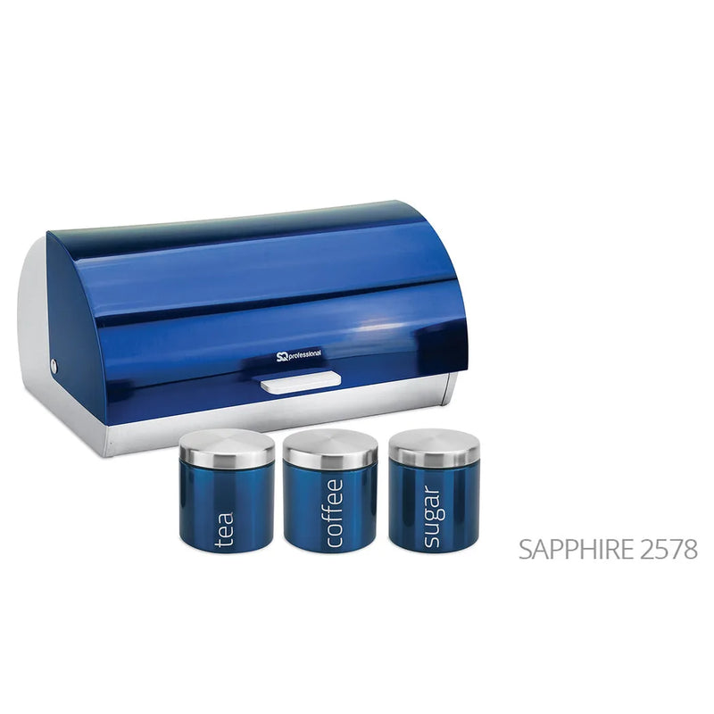 Sq Professional Gems Metal Bread Bin With 3 Canisters Assorted Colours
