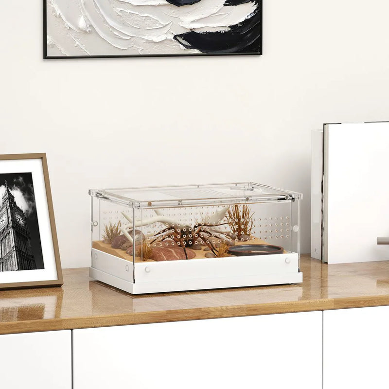 PawHut Acrylic Reptile Terrarium with Top Sliding Door, Vents,  for Snake, Frog, Spider, Gecko, Tarantula, 30 x 20 x 15 cm
