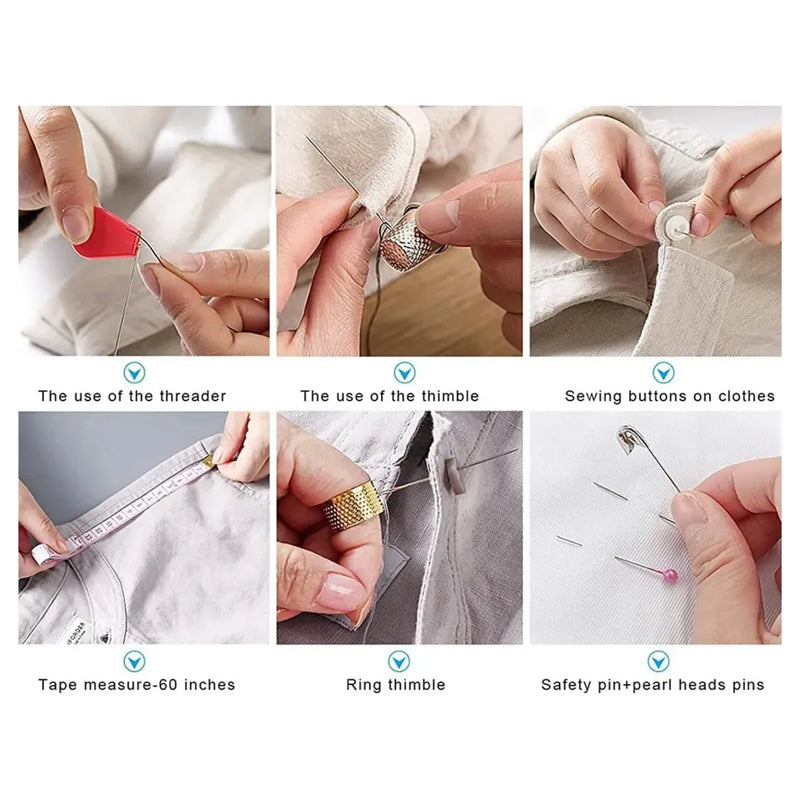 230Pc Large Portable Sewing Kit Home Travel Case Needles Thread Scissors Set Box