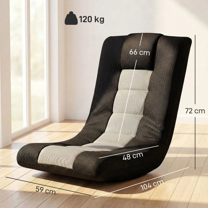 HOMCOM Floor Chair, Folding Floor Sofa with Adjustable Backrest, Wide Seat, Swivel Base, Black