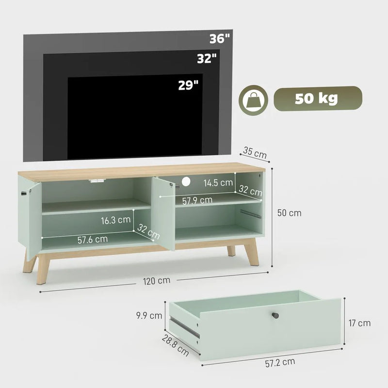 HOMCOM TV Stand Cabinet for Television up to 36 Inch, Modern TV Unit with 2 Doors, Entertainment Center with Adjustable Shelf