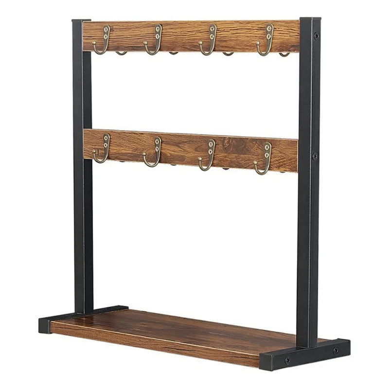 Tabletop Wood Cup Storage Rack Display Shelf Coffee Mug Holder Desk Space Saving