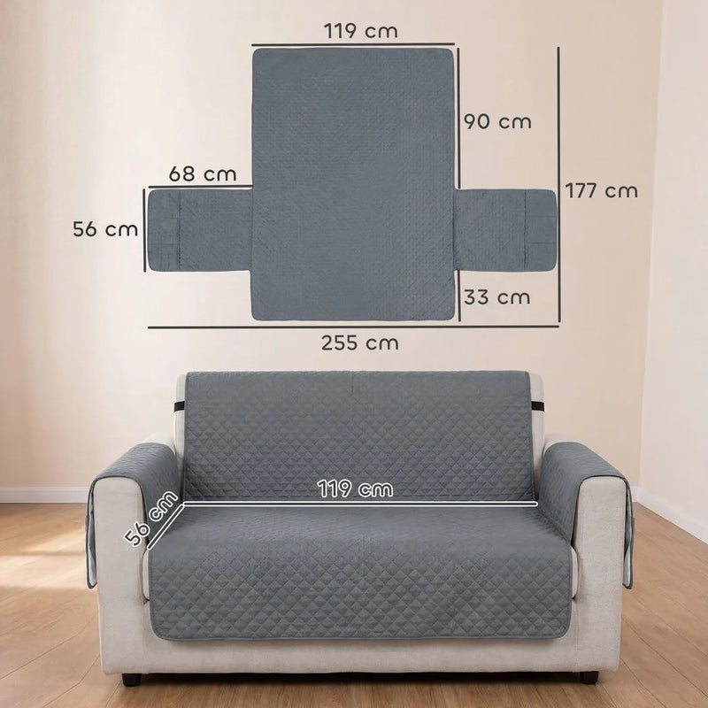 PawHut Waterproof Sofa Cover 2 Seater, Soft Couch Cover for Dogs Cats Pets, Non Slip Sofa Slipcoevr with Elastic Straps