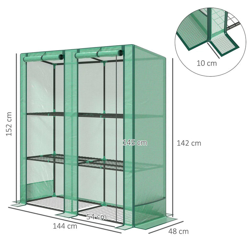 Outsunny Three-Tier Mini Greenhouse - Green