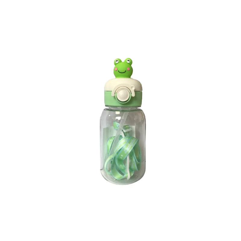 Plastic Water Drinking Bottle Cartoon Animal Design With Carrier Strap Assorted Designs