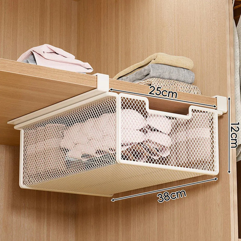 1PC  Pull-Out Wardrobe Storage Basket Hanging Storage Rack Underwear Storage Box-White