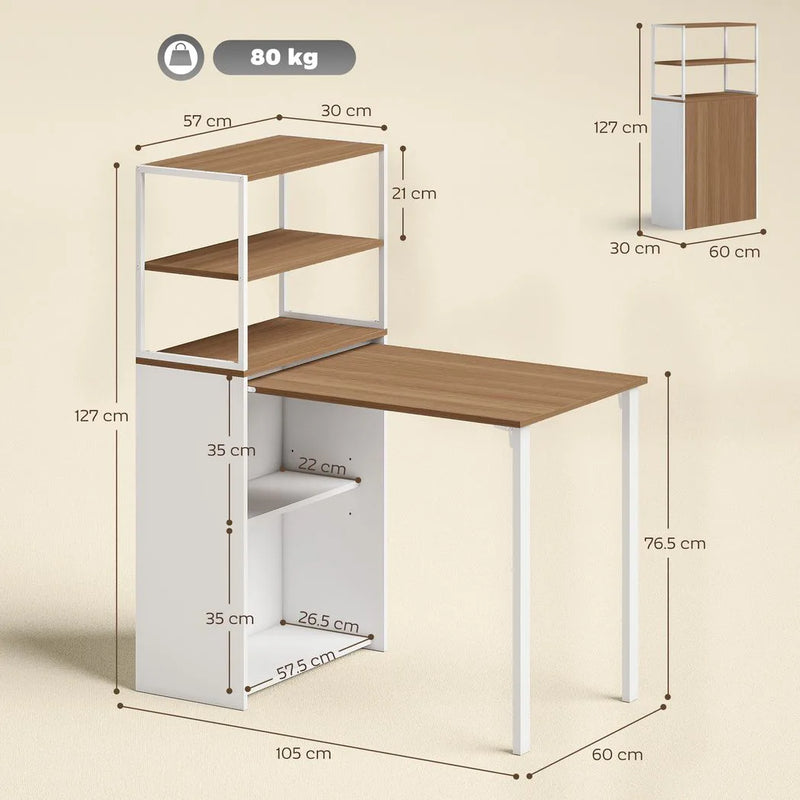 HOMCOM Folding Shelf and Work Table - Natural
