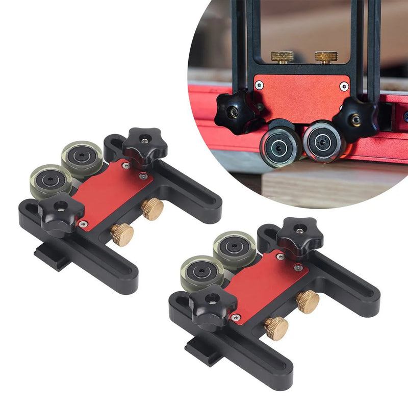 2Pcs Table Saw Feeder Aluminum Alloy 5mm Stroke Double Wheel Bearing Roller Featherboard for Woodworking Projects