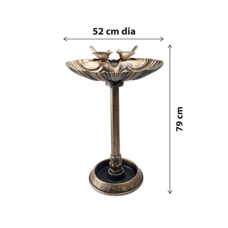 Bronze Effect Bird Bath With Bird Designs