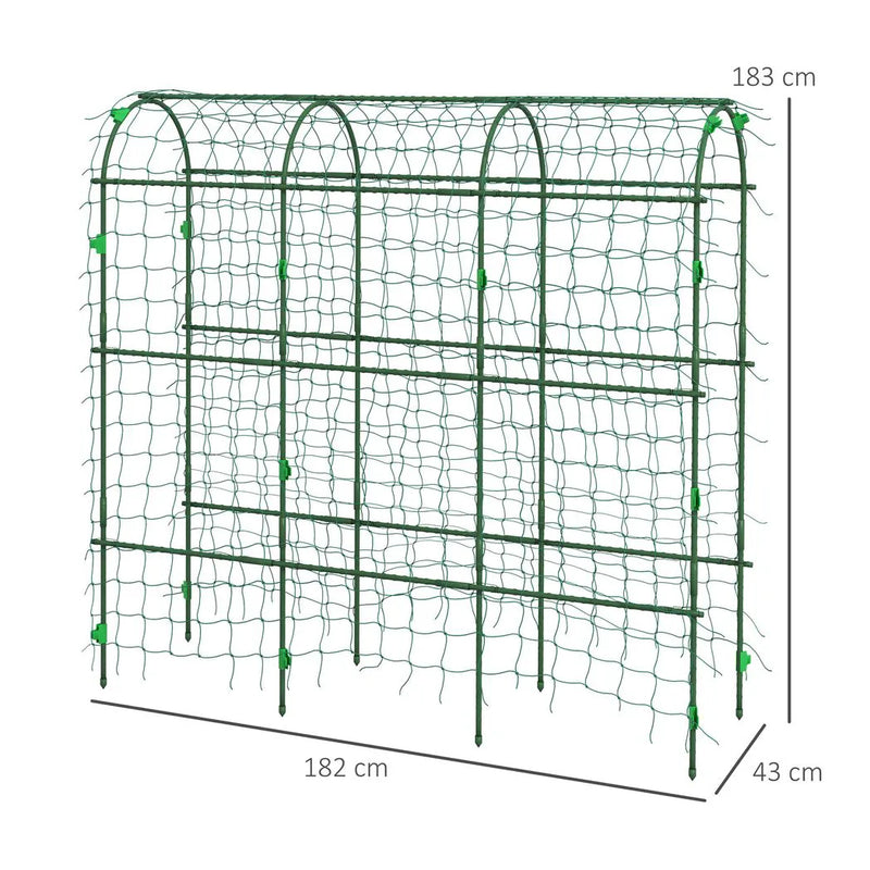 Outsunny 183 cm Tall Metal Garden Trellis, Arch Trellis for Climbing Plants Outdoor with Climbing Net