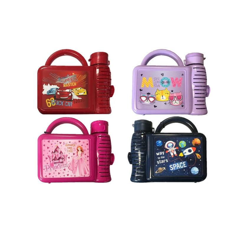 Tuffe x Plastic Children'S Lunch Bo x With Water Bottle Assorted Designs