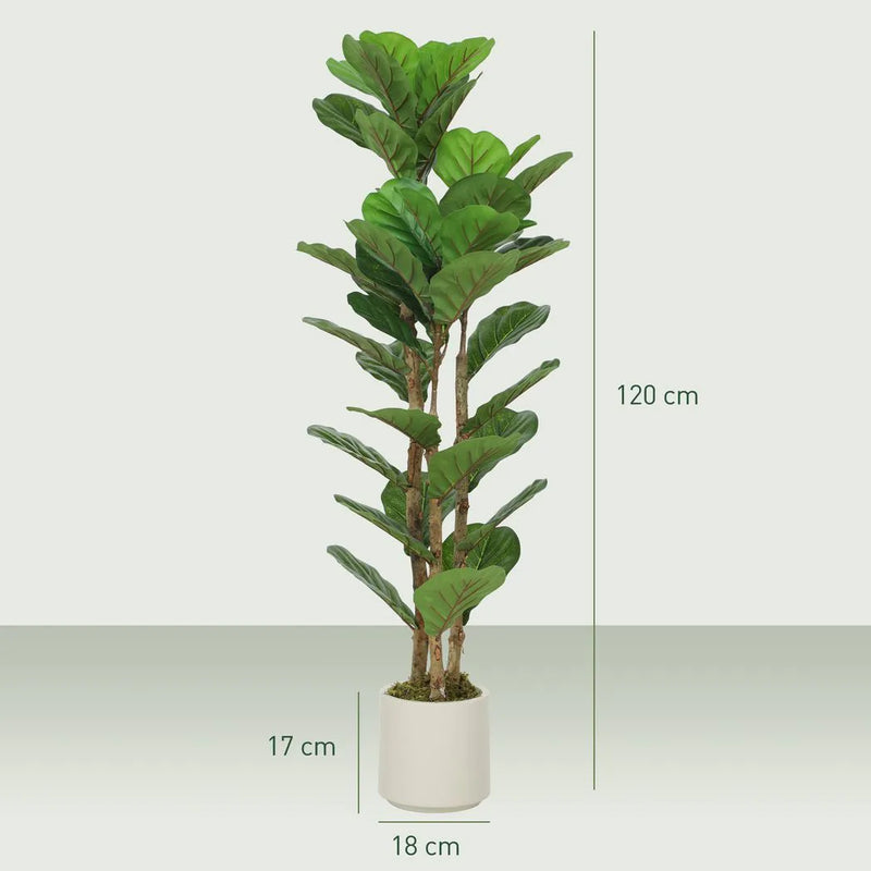 HOMCOM 120cm Artificial Fiddle Leaf Fig Tree - Green