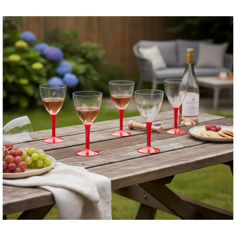 Plastic Wine Glasses With Red Stem Handle
